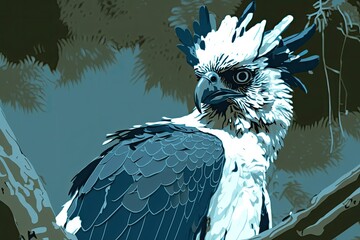 Bird park in Foz do Iguaçu, Paraná, Brazil, on April 23, 2022, showing a glimpse of a harpy eagle. Generative AI - obrazy, fototapety, plakaty