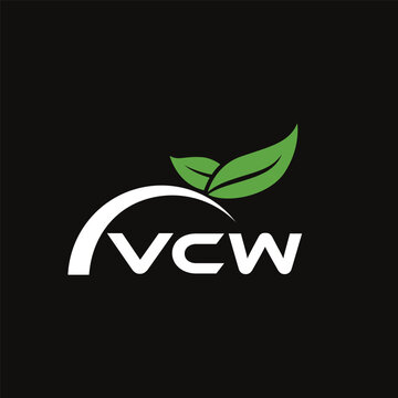 VCW letter nature logo design on black background. VCW creative initials letter leaf logo concept. VCW letter design.