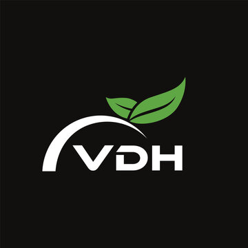 VDH letter nature logo design on black background. VDH creative initials letter leaf logo concept. VDH letter design.