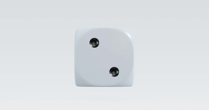 3d render of isolated spinning or rotating dice for casino or gambling concept.