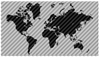World map with Stripes diagonal pattern textured. Flat Earth, globe, worldmap © Formatoriginal