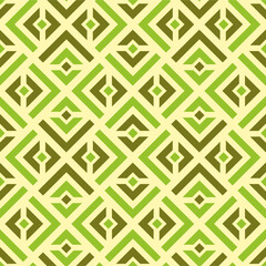 Green and olive geometric seamless vector pattern with beige background for wallpapers, backgrounds, backdrops, textiles, and various surfaces.