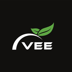 VEE letter nature logo design on black background. VEE creative initials letter leaf logo concept. VEE letter design.