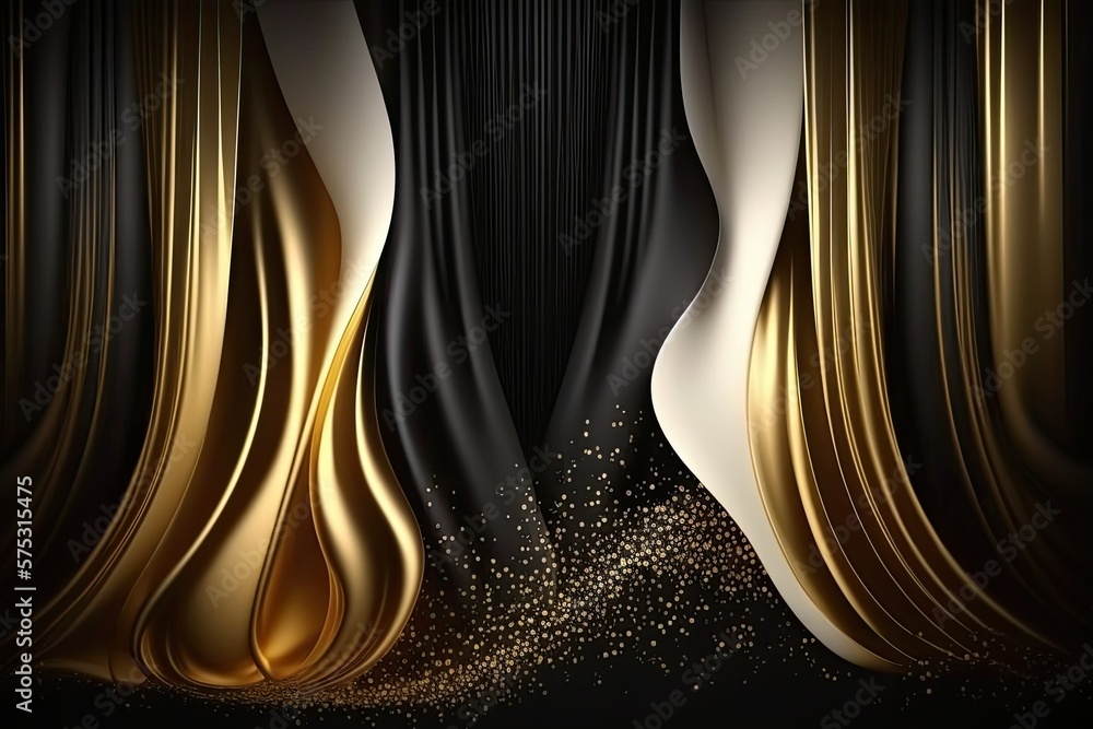 Poster gold particle drapery as a luxurious backdrop. generative ai