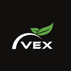 VEX letter nature logo design on black background. VEX creative initials letter leaf logo concept. VEX letter design.