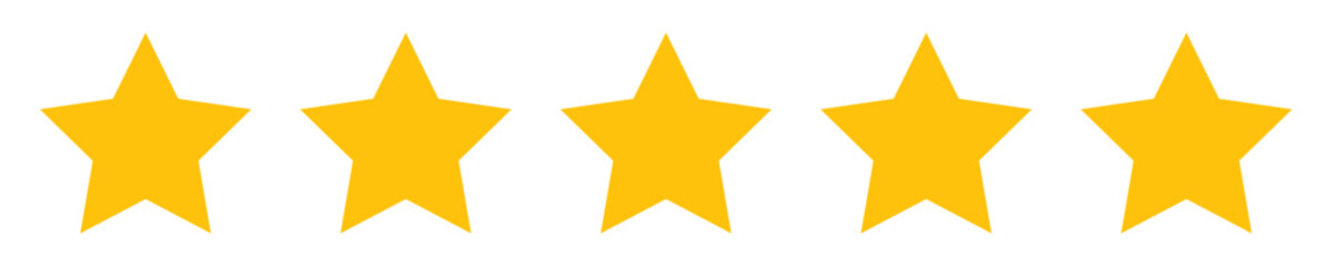 Golden star rating vector isolated. Quality star shape of service measurement. Review, ranking system symbol