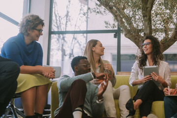 Business people sitting at the co working space