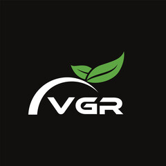 Fototapeta premium VGR letter nature logo design on black background. VGR creative initials letter leaf logo concept. VGR letter design.