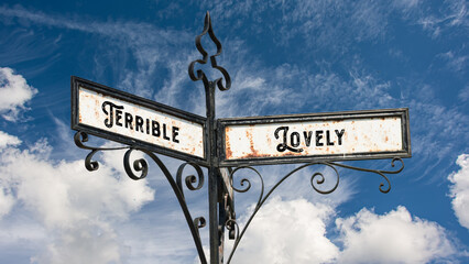 Street Sign to Lovely versus Terrible