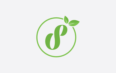 Fresh green leaf logo and nature healthy leaf logo circle design with the letters and alphabets