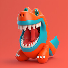 Fototapeta Uśmiechnięty tyranozaur zabawka, Smiling tyrannosaurus toy - AI Generated obraz