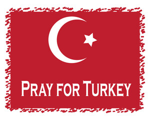 Pray for Turkey. Vector illustration of  text asking for prayers due to a strong earthquake near Izmir on October 30 Pro Vector 