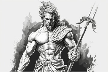 Obraz premium Ares, the Greek god of war, is a part of the Greek deity and goddess illustration collection. In addition to being the offspring of Zeus and Hera, he is also one of the Twelve Olympians. Generative AI