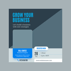 Business webinar or online event social media post template design