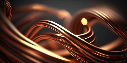 Foto op Plexiglas Close up image of golden brown copper wire, beautiful background © Arisctur