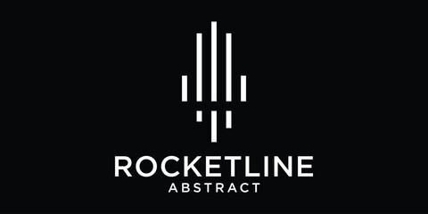 logo design illustration rocket abstract line icon vector