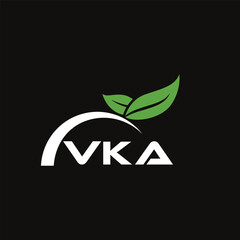 VKA letter nature logo design on black background. VKA creative initials letter leaf logo concept. VKA letter design.