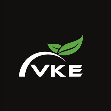 VKE letter nature logo design on black background. VKE creative initials letter leaf logo concept. VKE letter design.