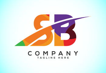 Polygonal Letter S B Logo Design Vector Template. Graphic Alphabet Symbol For Corporate Business Identity