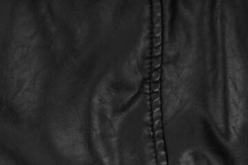 Fototapeta premium Black fabric texture background, leather texture. 