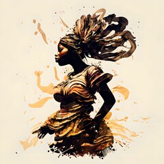 african women illustration abstract dance, Generative AI