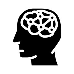 intelligence brain glyph icon vector illustration