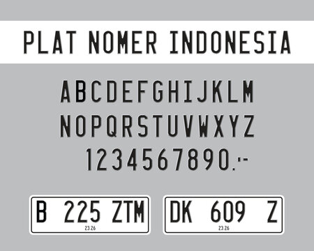 Car number plate template. Vehicle registration license of Indonesia, plat nomer mobil custom
