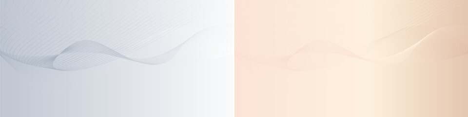 White and grey wavy curvy lines banner, background set.