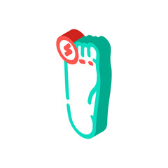 toe pain body ache isometric icon vector illustration