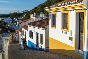 Street with houses in the old town of Aljezur, Algarve, Portugal
