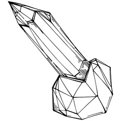 Cristal vector illustration. Abstract modern geometric objects with diamond shapes, crystals. Black and white hand draw.