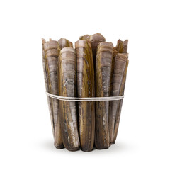 Razor clams isolated on white background. Seafood.