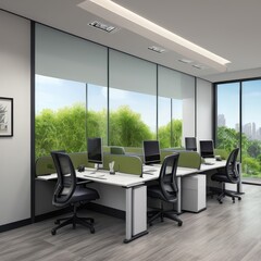 Biophilic interior design office desk