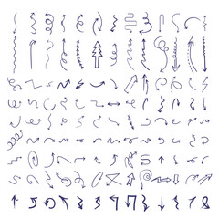 Arrows set infographic, doodle and line, Arrows element icon collection.
