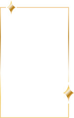 Aesthetic monoline golden rectangular frame for invitations, luxury design. Abstract geometric thin line trendy border