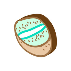 cut kiwi fruit green isometric icon vector illustration