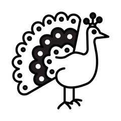Solid Line PEACOCK design vector icon