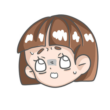 woman cartoon warried face. Cartoon girl showing anxious face PNG transparent image