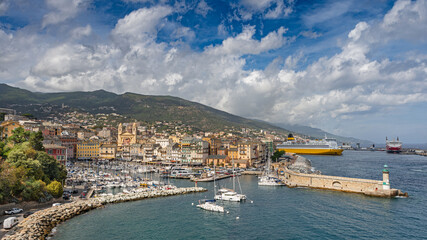 Fototapeta na wymiar Old town and marina of Bastia on Corsica, France