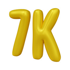 7k text design in 3d rendering for followers celebration concept