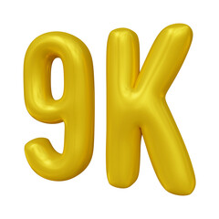 9k text design in 3d rendering for followers celebration concept