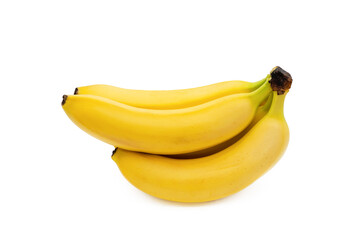 Bunch of bananas isolated on white background. Clipping Path. Tropical fresh fruit.