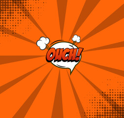 Ouch comic book bubble text retro style