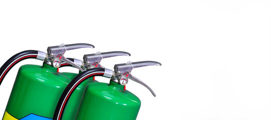 green fire extinguisher tank Volatile Liquid (Clean Agent) control room for emergency safety....