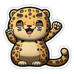 smiling leopard sticker a joyful addition to your collection with generative ai
