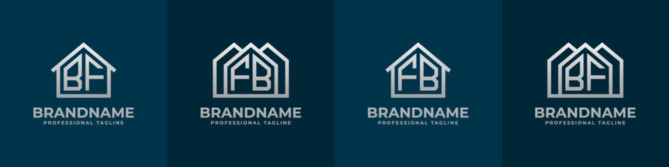 Letter BF and FB Home Logo Set. Suitable for any business related to house, real estate, construction, interior with BF or FB initials. - obrazy, fototapety, plakaty