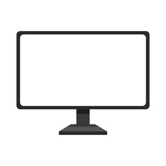 Wide screen display on white background in flat line design