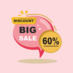 special offer discount template design vector in professional and cool pink color and yellow