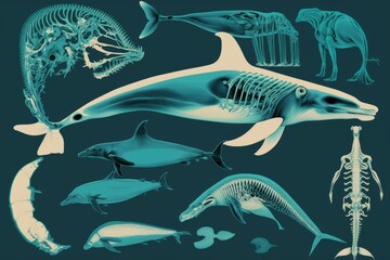 Obraz premium Skeletal anatomy of dolphins and other marine mammals. Generative AI