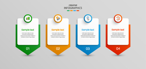 Business vector infographic design template with 4 options, steps or processes. Can be used for workflow layout, diagram, annual report, web design 